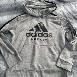 Adidas Heather Gray Hoodie with Black Accents